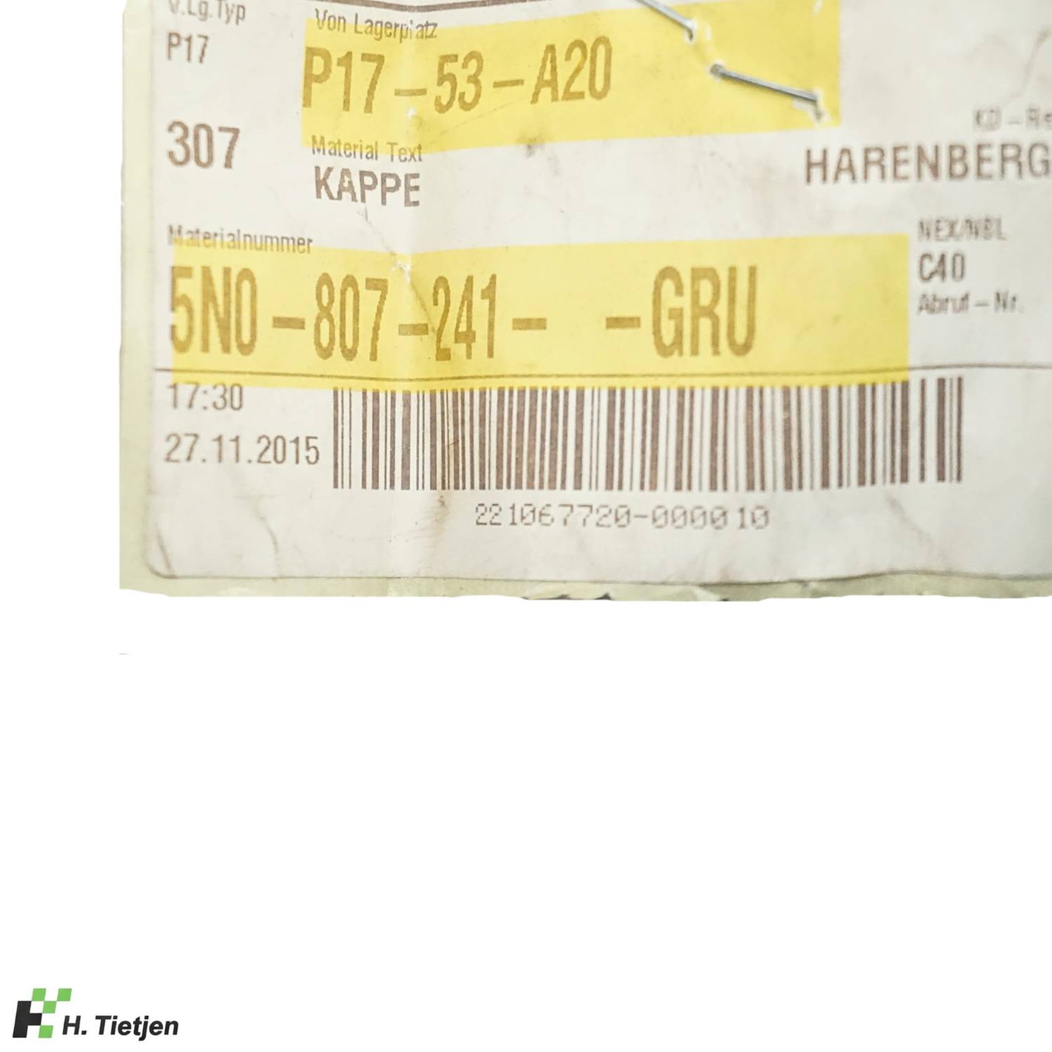 Abdeckkappe grundiert - 5N0 807 241 GRU