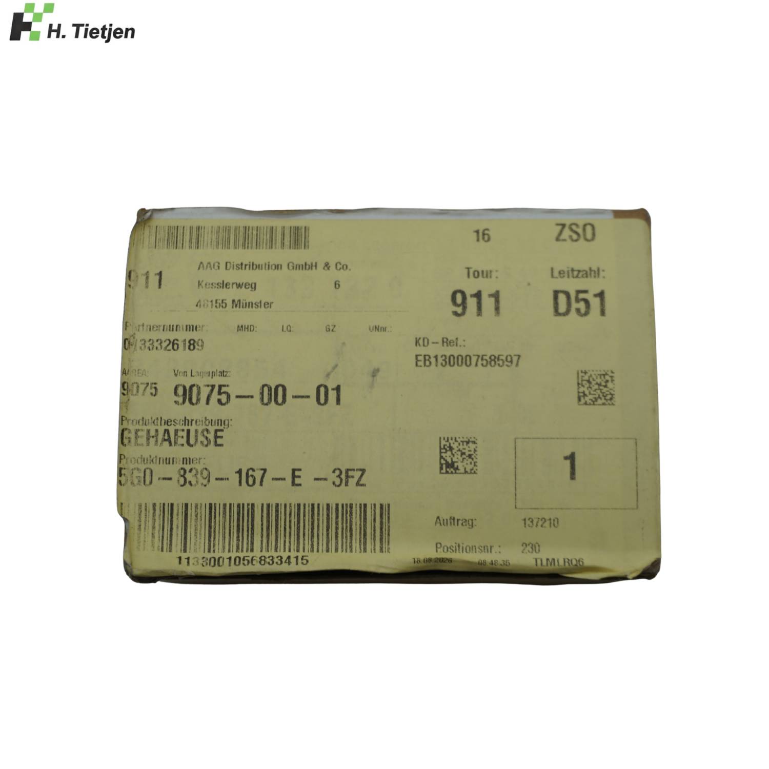 Gehäuse schwarz - 5G0 839 167 E 3FZ