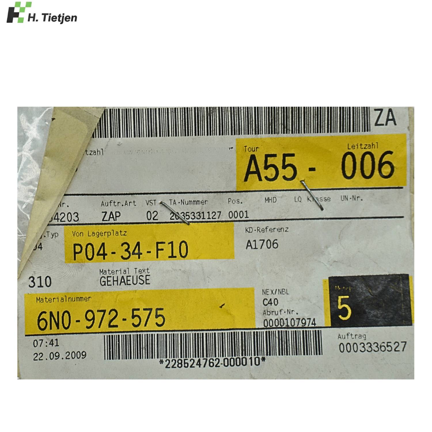 Flachkontaktgehäuse - 6N0 972 575